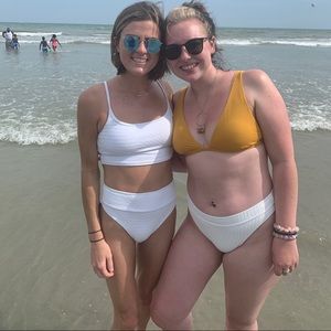 Aerie- white ribbed bathing suit. Bottoms/XS Top/S